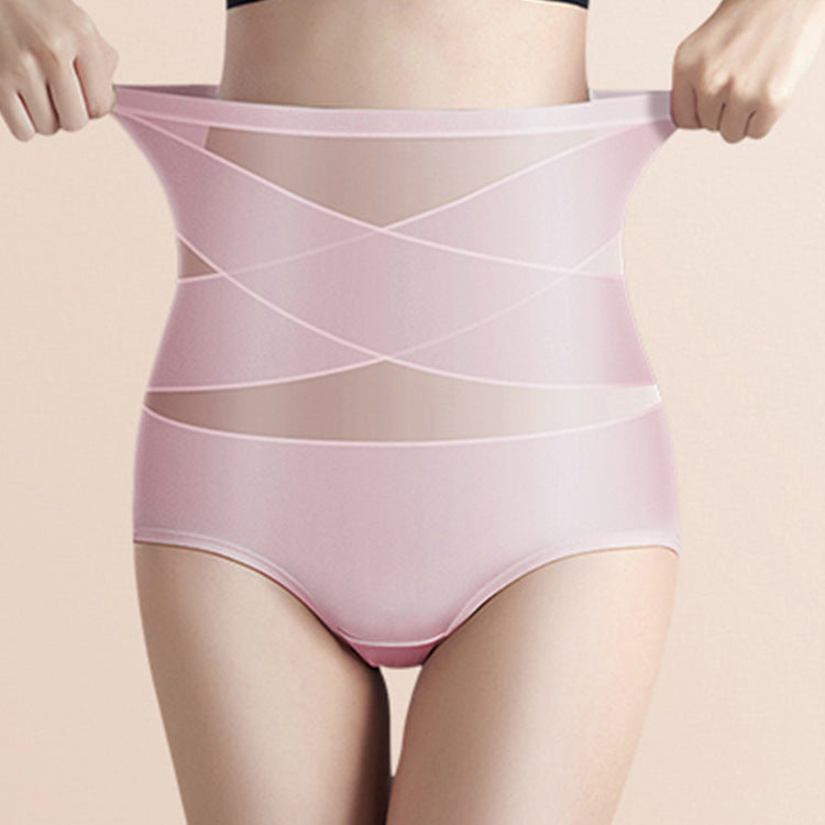 High-waisted cross abdominal control butt-lifting pure cotton briefs