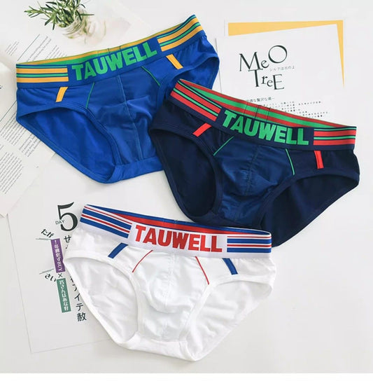 超值組合價【潮流運動風】撞色條紋純棉透氣網眼U凸囊袋男士三角內褲