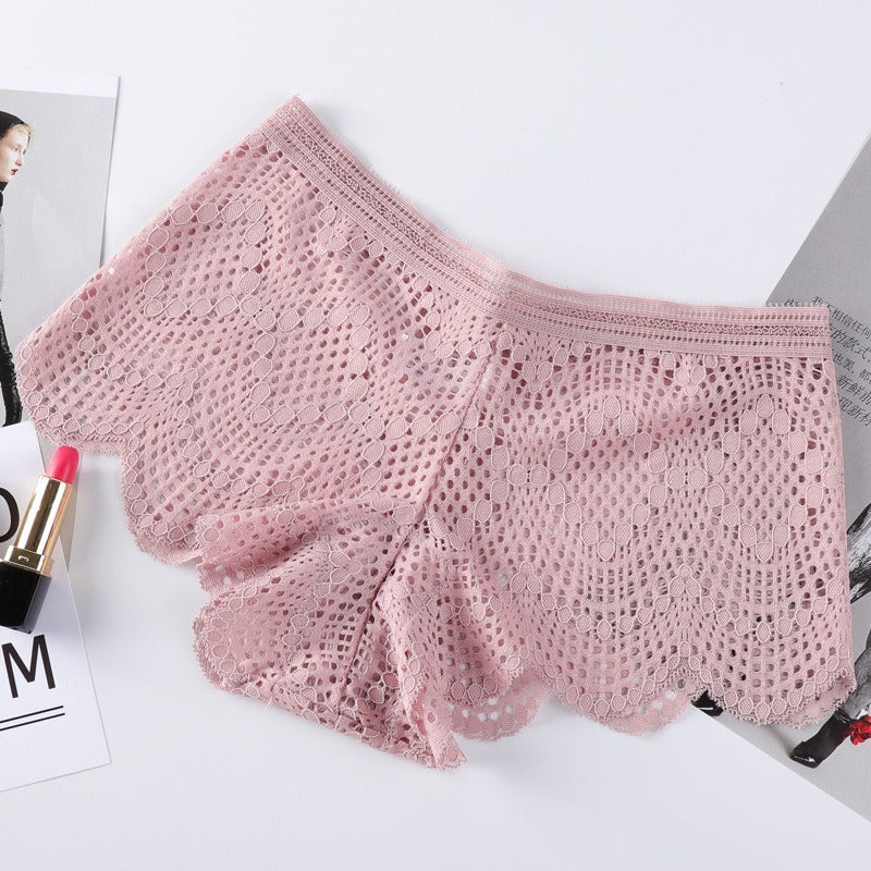 【法式全蕾絲系列】性感網紗鏤空中腰平角内褲