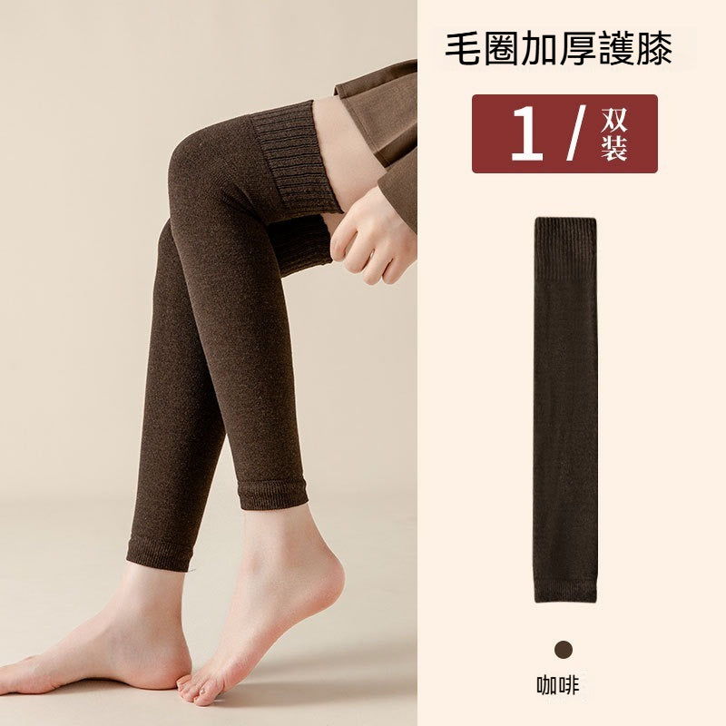 咖啡加厚毛圈護膝