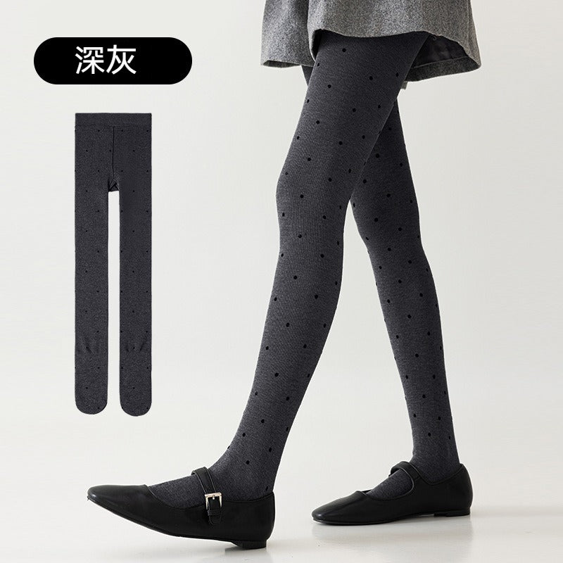 【壓力顯瘦,不易起球!】波點/純色可選~秋季新款分段壓力減少褶皺豎條紋打底襪褲襪