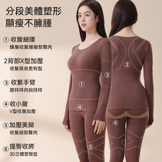 【保暖塑形,一件搞定!】澳洲諾羊毛分區塑形索溫顯瘦女士睡衣打底套裝