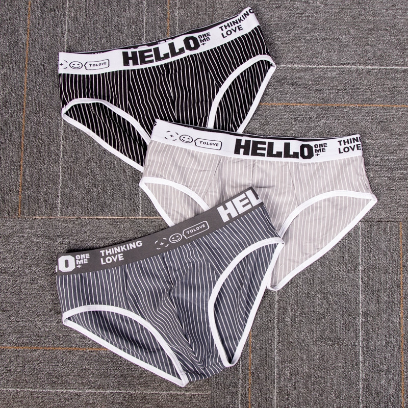 超值組合價【品質精選】男士時尚條紋印花純棉三角內褲~立體剪裁版型+網孔U型太空艙,吸汗吸濕,舒適不悶,透氣一整天!