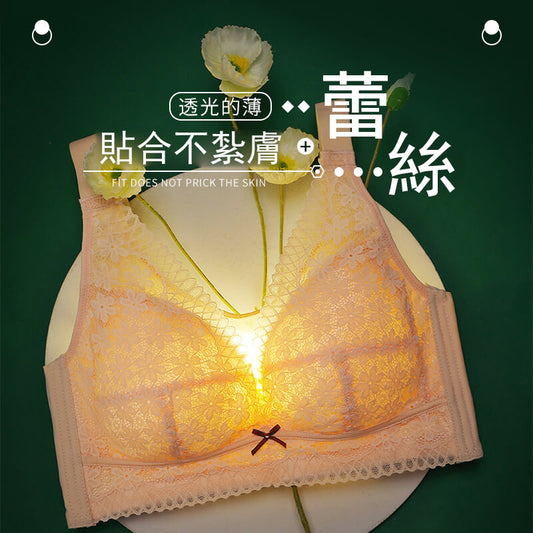 【薄到透光!顯瘦又美背】超夯大尺碼網紗蕾絲抹胸内衣
