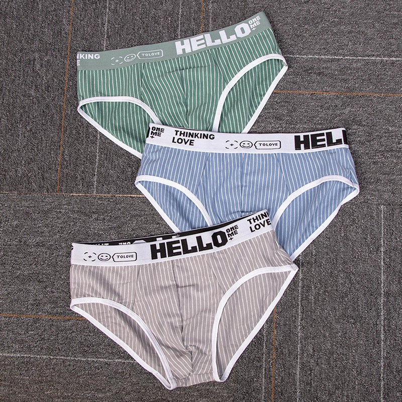 超值組合價【品質精選】男士時尚條紋印花純棉三角內褲~立體剪裁版型+網孔U型太空艙,吸汗吸濕,舒適不悶,透氣一整天!