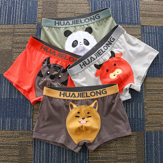 【個性精選】卡通印花男士彈力腰帶純棉四角內褲