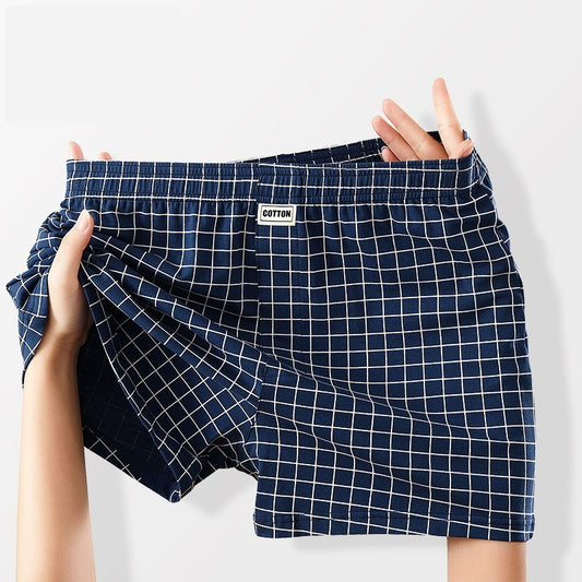 【寬鬆舒適】純棉阿羅褲男士格子內褲