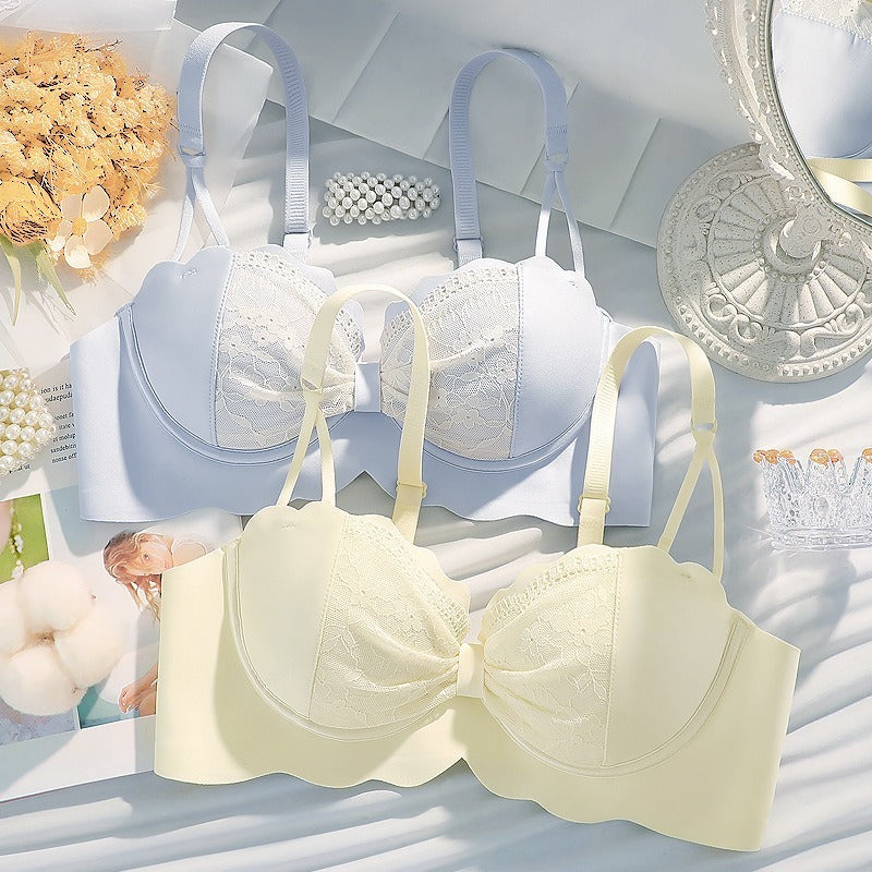 超值組合價【人間水蜜桃,穿出辣妹感!】顯大顯圓~新款性感蕾絲拼接半杯聚攏調整型內衣