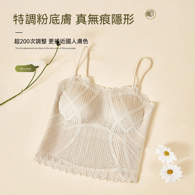 【背心/內搭/內衣於一體】新款帶胸墊一片式純欲風蕾絲吊帶內衣bratop