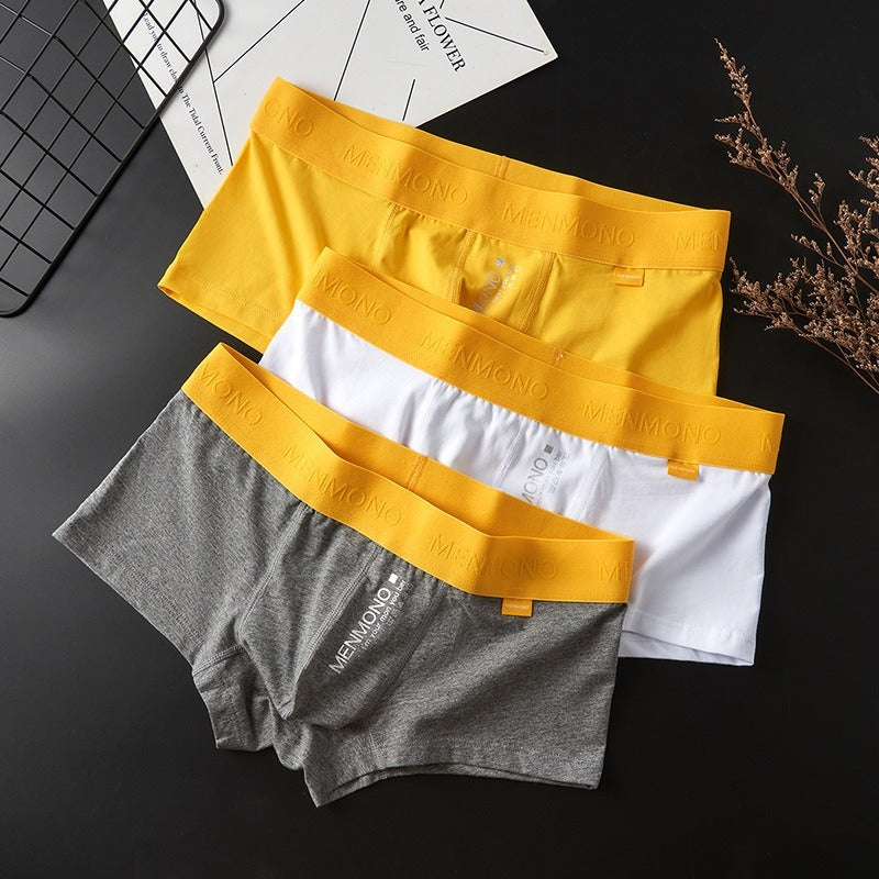 【內在品味之選】穿過就回不去!經典黃腰帶純棉透氣平角男士內褲