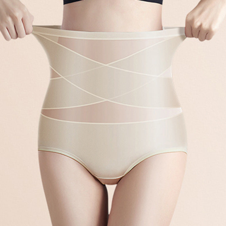 High-waisted cross abdominal control butt-lifting pure cotton briefs