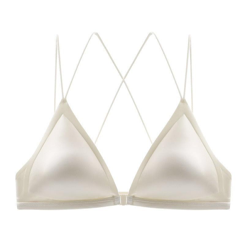【法式三角杯】0.5cm!薄而有型~新款前扣交叉美背細肩帶聚攏內衣