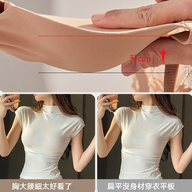 【提托拉 收副乳三合一!】性感深V褶皺聚攏~新款立體軟支撐一片式無痕無鋼圈內衣