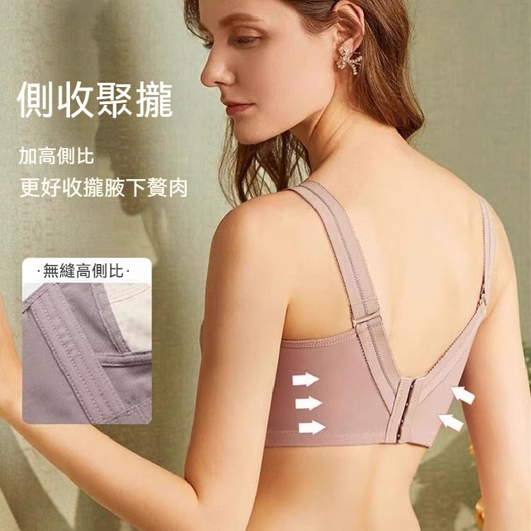超值組合價【大胸mm的煩惱,它都懂!】高側邊包副乳不溢出~B-F杯任選!新款無鋼圈交叉蕾絲防震聚攏内衣