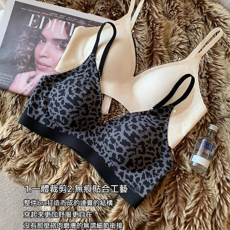 【超能藏副乳!】一體裁剪,更舒服~新款豹紋系列聚攏不跑杯無鋼圈內衣