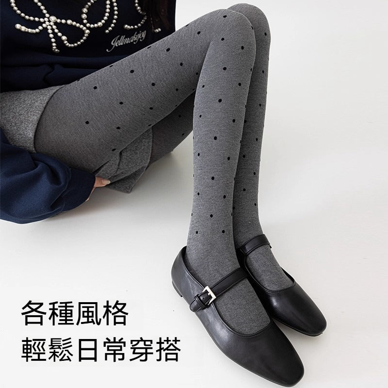 【壓力顯瘦,不易起球!】波點/純色可選~秋季新款分段壓力減少褶皺豎條紋打底襪褲襪