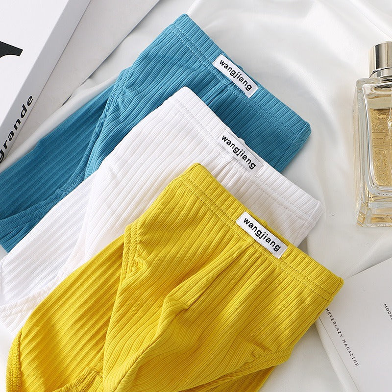 【螺紋純棉質感】夏天透氣的秘密武器!立體大囊袋~新款三孔設計純棉三角男士內褲