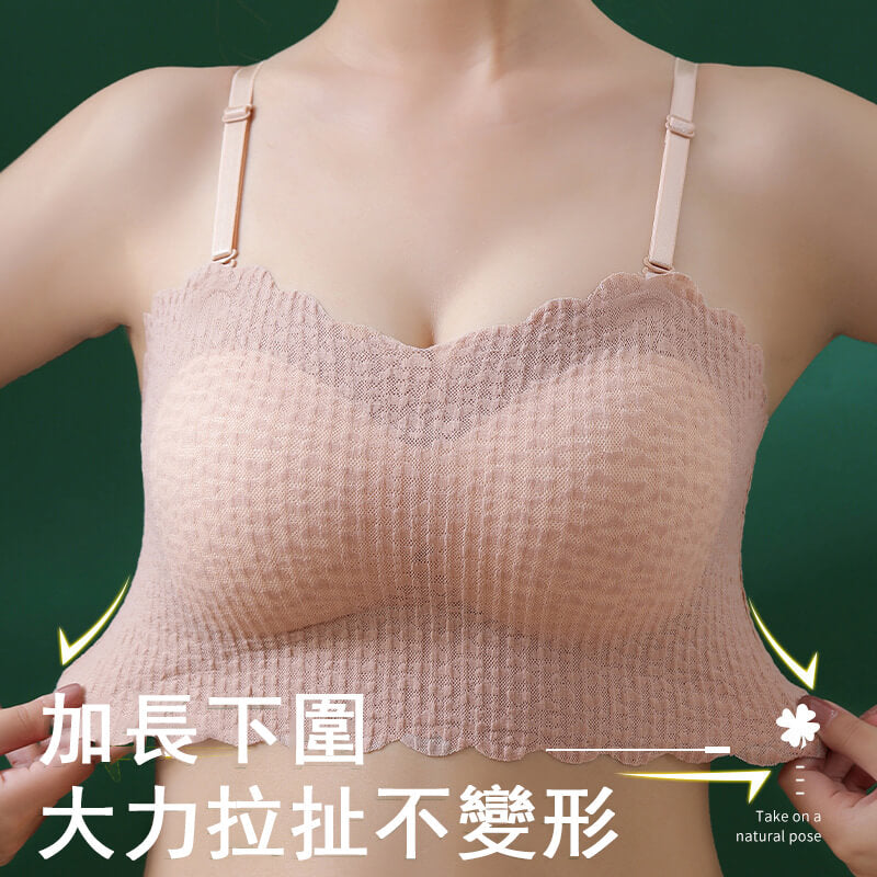 【穩得住!超有型】自帶防滑條坑條紋無肩帶內衣