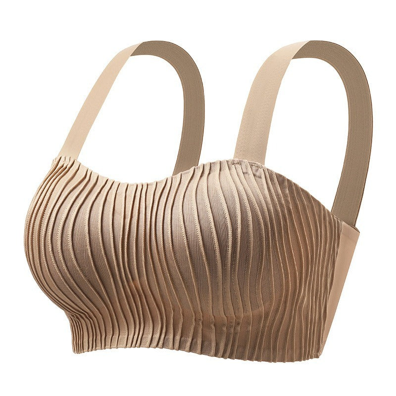 超值組合價【圓潤飽滿 自然顯胸】輕盈向上!新款可拆卸聚攏收副乳立體條紋無鋼圈內衣
