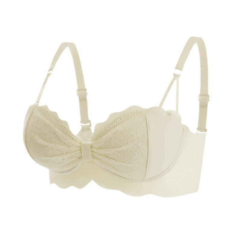 超值組合價【人間水蜜桃,穿出辣妹感!】顯大顯圓~新款性感蕾絲拼接半杯聚攏調整型內衣