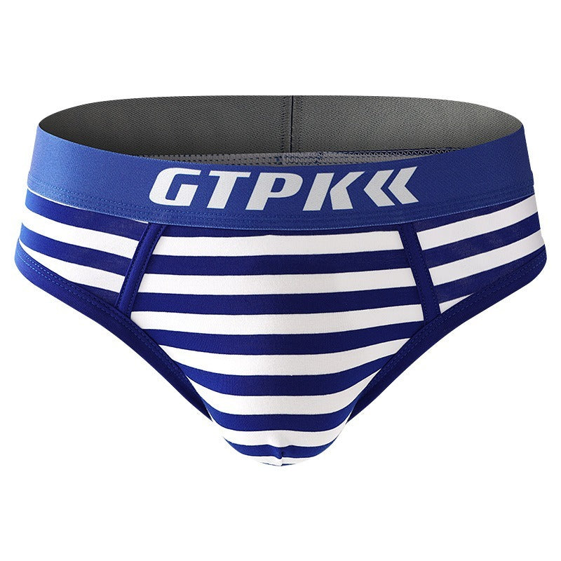 超值組合價【棉感親膚不悶熱】雙層加長U凸透氣襠~新款潮流港風條紋中腰男士內褲