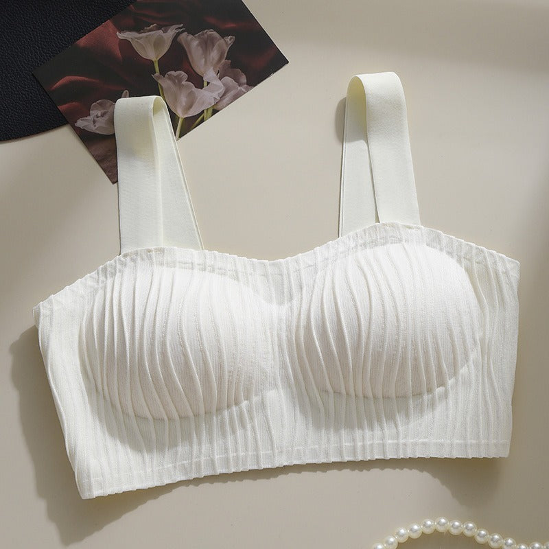 超值組合價【圓潤飽滿 自然顯胸】輕盈向上!新款可拆卸聚攏收副乳立體條紋無鋼圈內衣