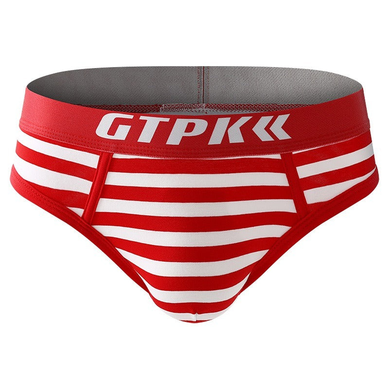 超值組合價【棉感親膚不悶熱】雙層加長U凸透氣襠~新款潮流港風條紋中腰男士內褲