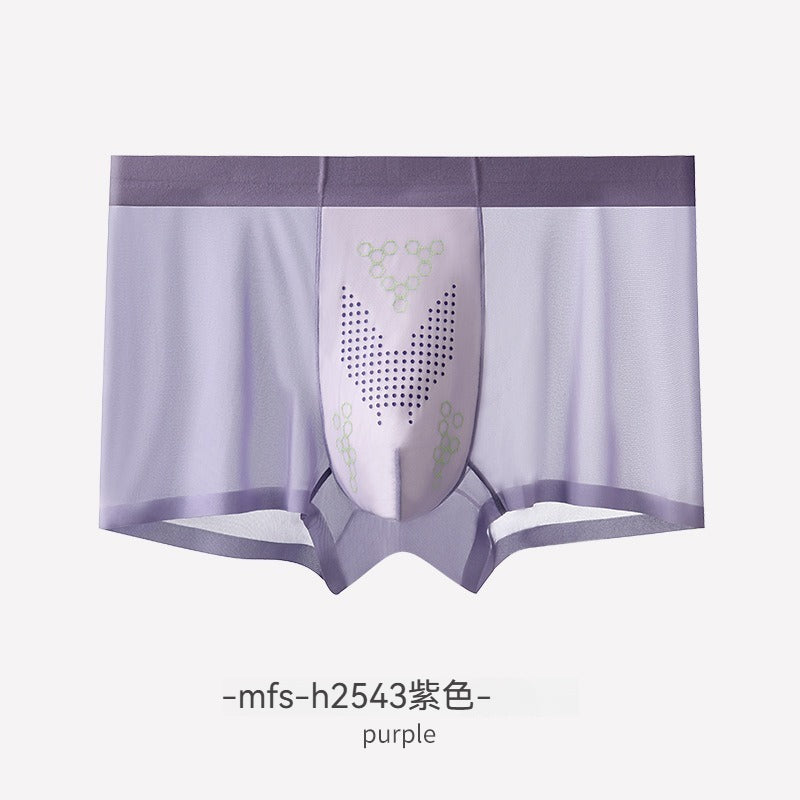 【穿了比沒穿還舒適!】薄紗面膜褲~新款溫控內襠高支高密冰絲男士平角內褲