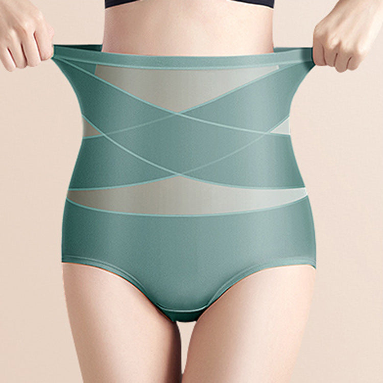 High-waisted cross abdominal control butt-lifting pure cotton briefs