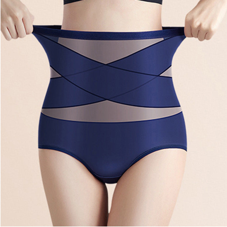 High-waisted cross abdominal control butt-lifting pure cotton briefs