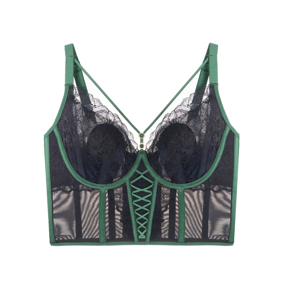 超值組合價【加高側比16cm!】薄如蟬翼!上托提拉收副乳~新款軟鋼圈兔耳杯撞色蕾絲大碼內衣