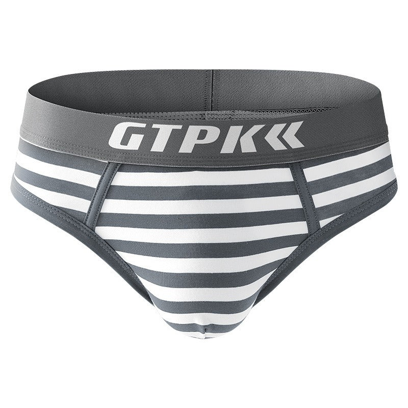 超值組合價【棉感親膚不悶熱】雙層加長U凸透氣襠~新款潮流港風條紋中腰男士內褲