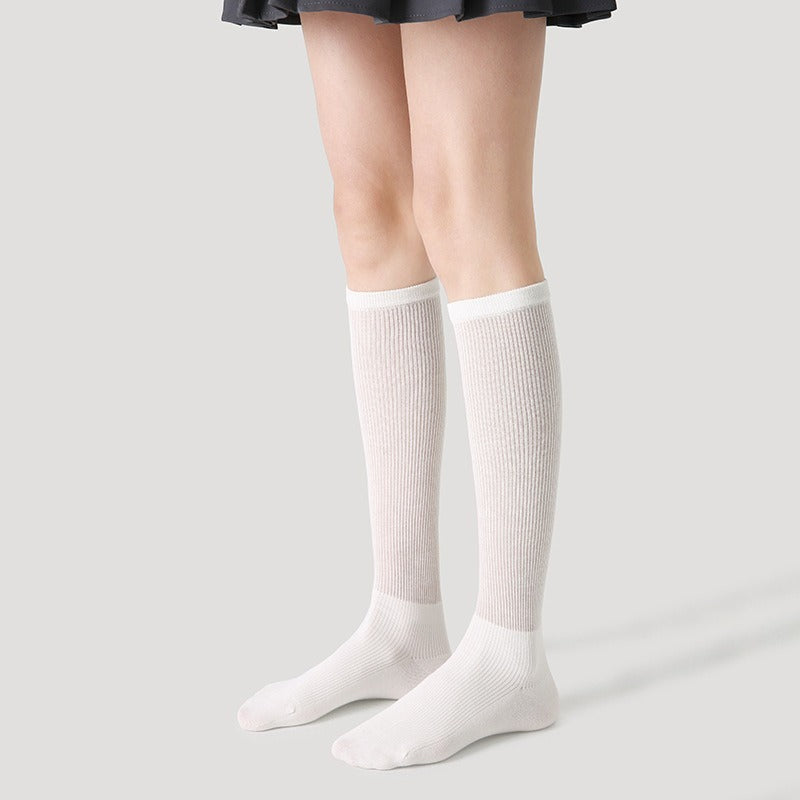 【花卉少女系列】輕薄網眼不勒腳抗起球潮流百搭小腿襪