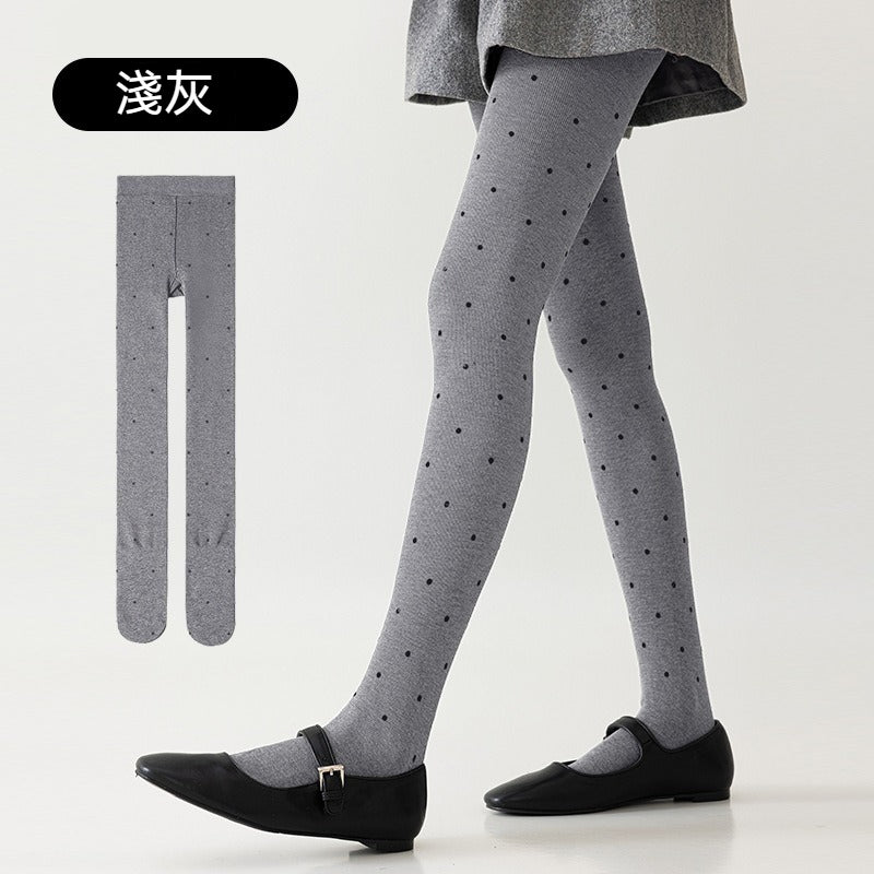【壓力顯瘦,不易起球!】波點/純色可選~秋季新款分段壓力減少褶皺豎條紋打底襪褲襪