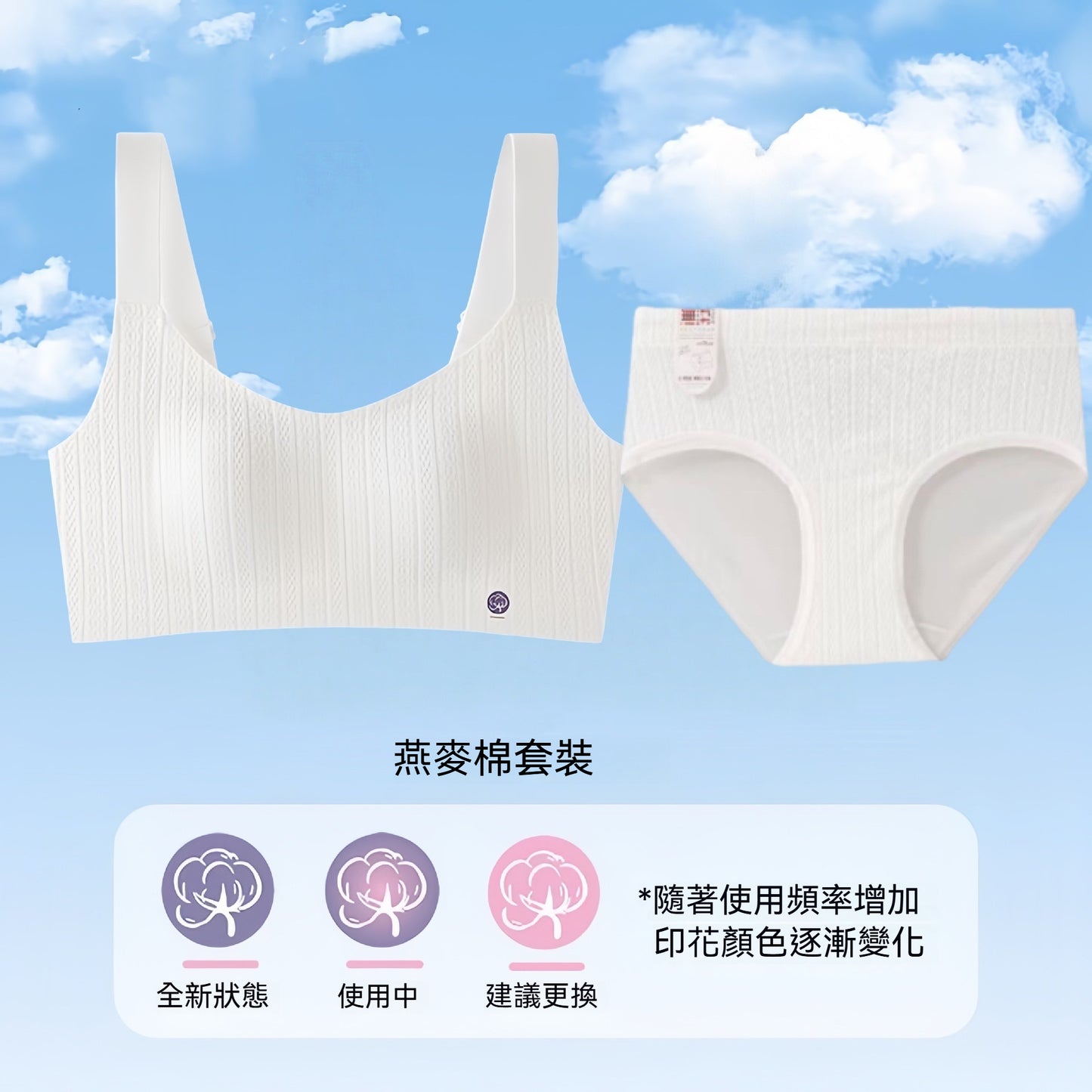 【舒適與顔值兼具!】自帶換新標!升級0染棉兔耳朵坑條紋聚攏收副乳透氣舒適軟支撐無痕内衣套裝