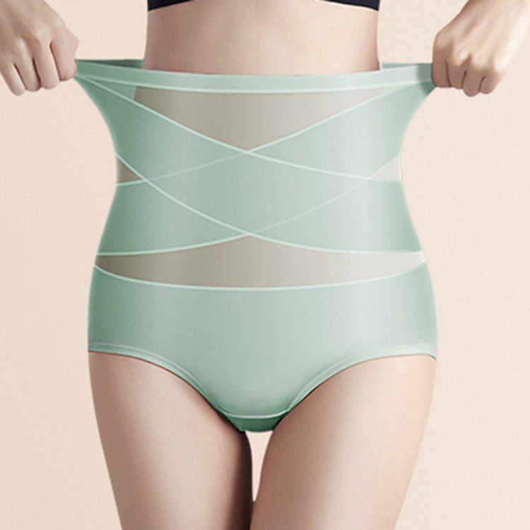High-waisted cross abdominal control butt-lifting pure cotton briefs