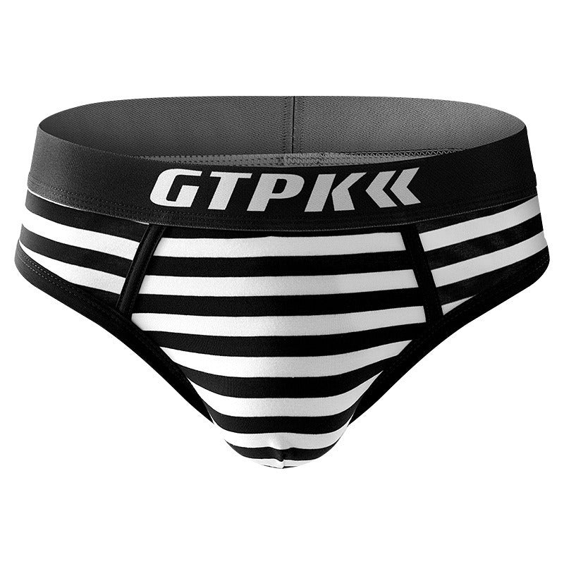 超值組合價【棉感親膚不悶熱】雙層加長U凸透氣襠~新款潮流港風條紋中腰男士內褲