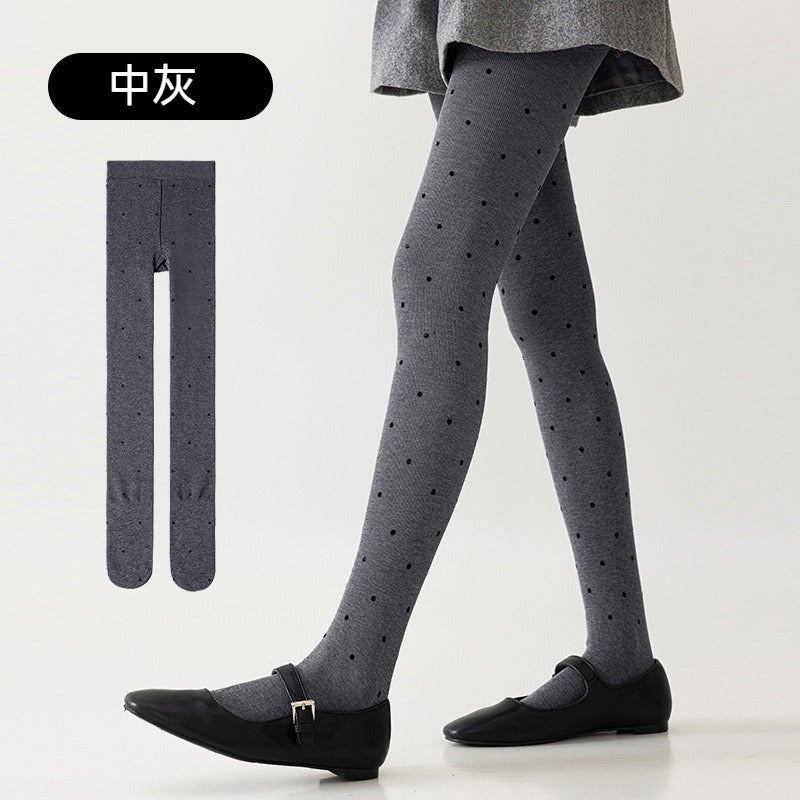 【壓力顯瘦,不易起球!】波點/純色可選~秋季新款分段壓力減少褶皺豎條紋打底襪褲襪