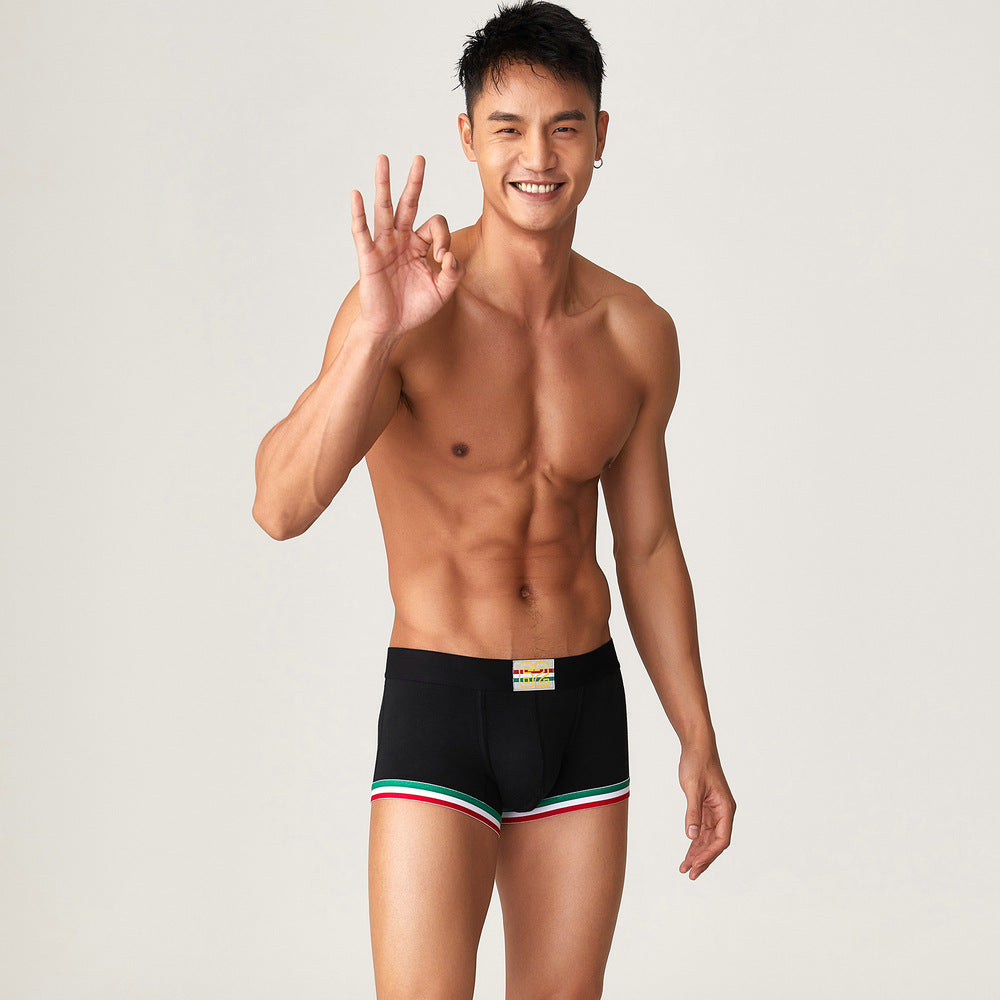 【氣質英倫風】輕奢條紋純棉質感低腰男士平角內褲