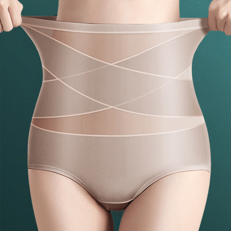 High-waisted cross abdominal control butt-lifting pure cotton briefs