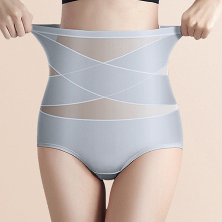 High-waisted cross abdominal control butt-lifting pure cotton briefs