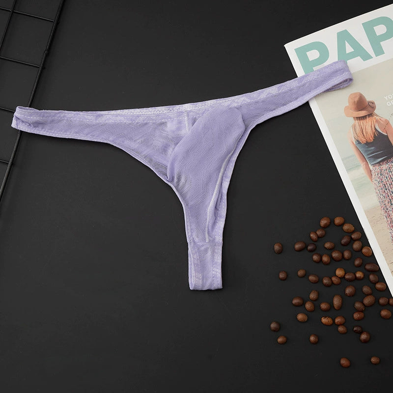 超值組合價【分離式大囊袋~】性感與舒適兼得!新款蕾絲透視印花性感男士內褲