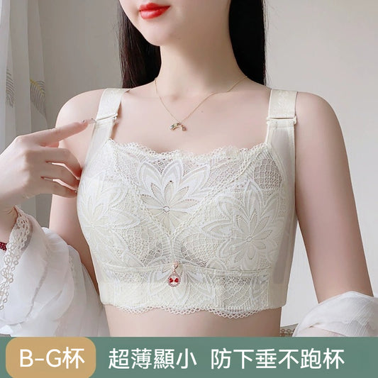 【全包裹!運動也不跑杯~】B-G杯任選!春夏新款超薄防走光顯小全罩杯内衣-香檳色