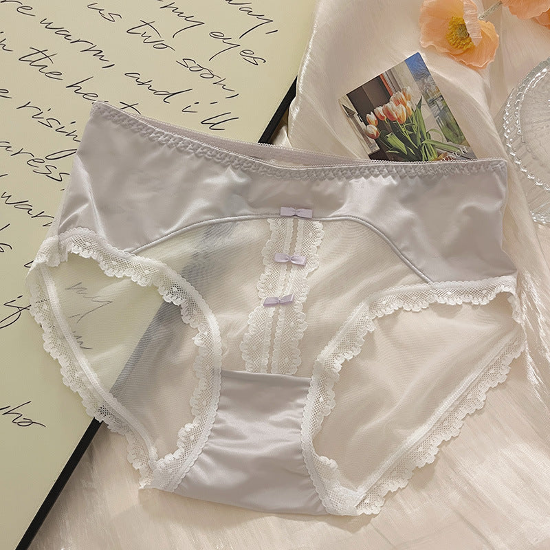 超值組合價【國風盤扣系列】薄透網紗!法式珠光緞面蕾絲7A純欲透氣棉襠內褲