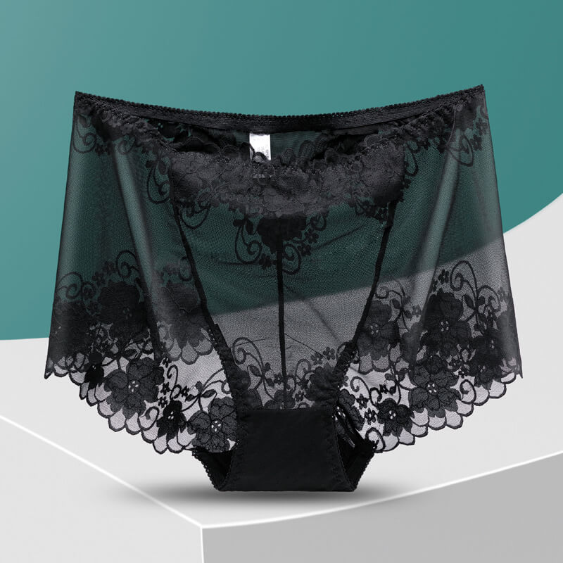 黑色高腰網紗性感收腹內褲