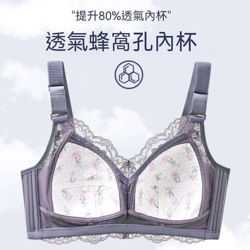 超值組合價【大碼B-F杯可選】顯小必備款!輕薄透氣蜂巢杯聚攏顯瘦內衣