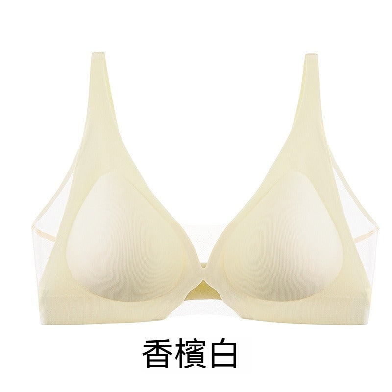 【一眼心動！】4處隱形網紗，讓聚攏也可以很舒適~新款薄透網紗拼接簡約深V無鋼圈內衣