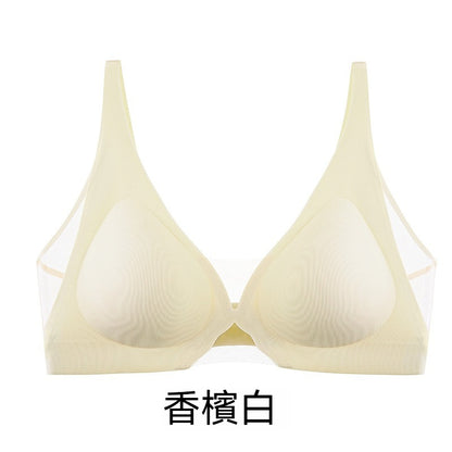 【一眼心動！】4處隱形網紗，讓聚攏也可以很舒適~新款薄透網紗拼接簡約深V無鋼圈內衣