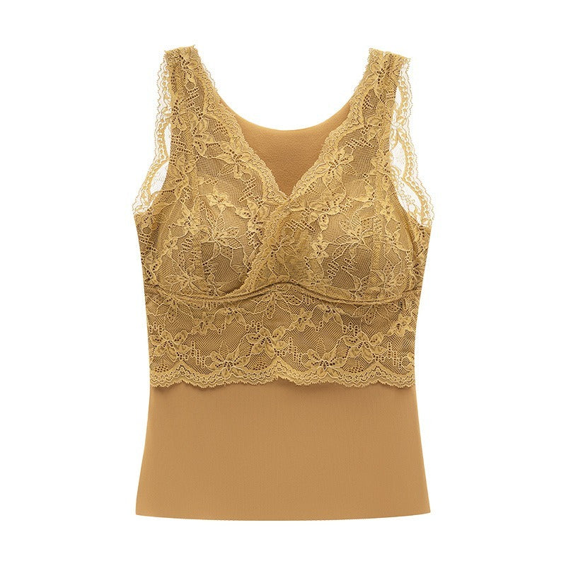 【秋冬磨毛系列】免穿内衣~新款秋冬保暖深V蕾絲内衣背心Bratop