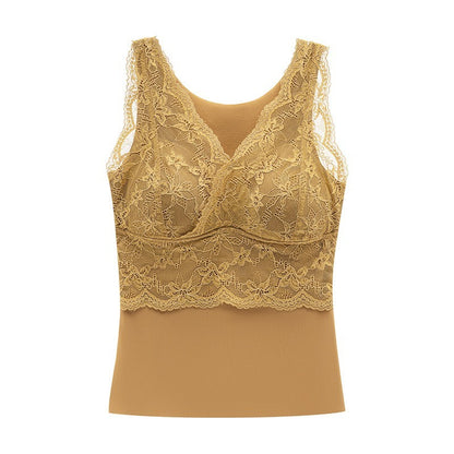 【秋冬磨毛系列】免穿内衣~新款秋冬保暖深V蕾絲内衣背心Bratop